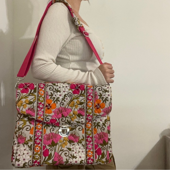 Vera Bradley Tea Garden Messenger/Laptop Bag Top Handle/Long Strap - Picture 4 of 10